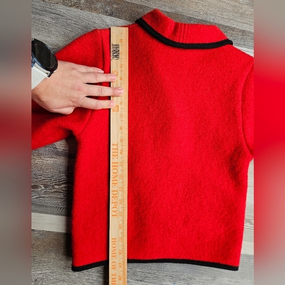 Elegance Seiler Red Jacket Cardigan Vintage Wool Cow Graphic - Picture 7 of 12